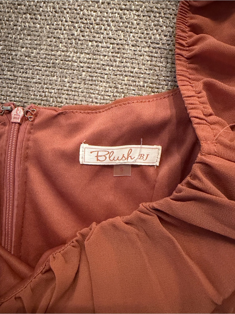 Blush Rust Orange Ruched Mini Dress - Picture 2 of 2